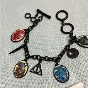 Black Charm Bracelet with Colorful Pendants